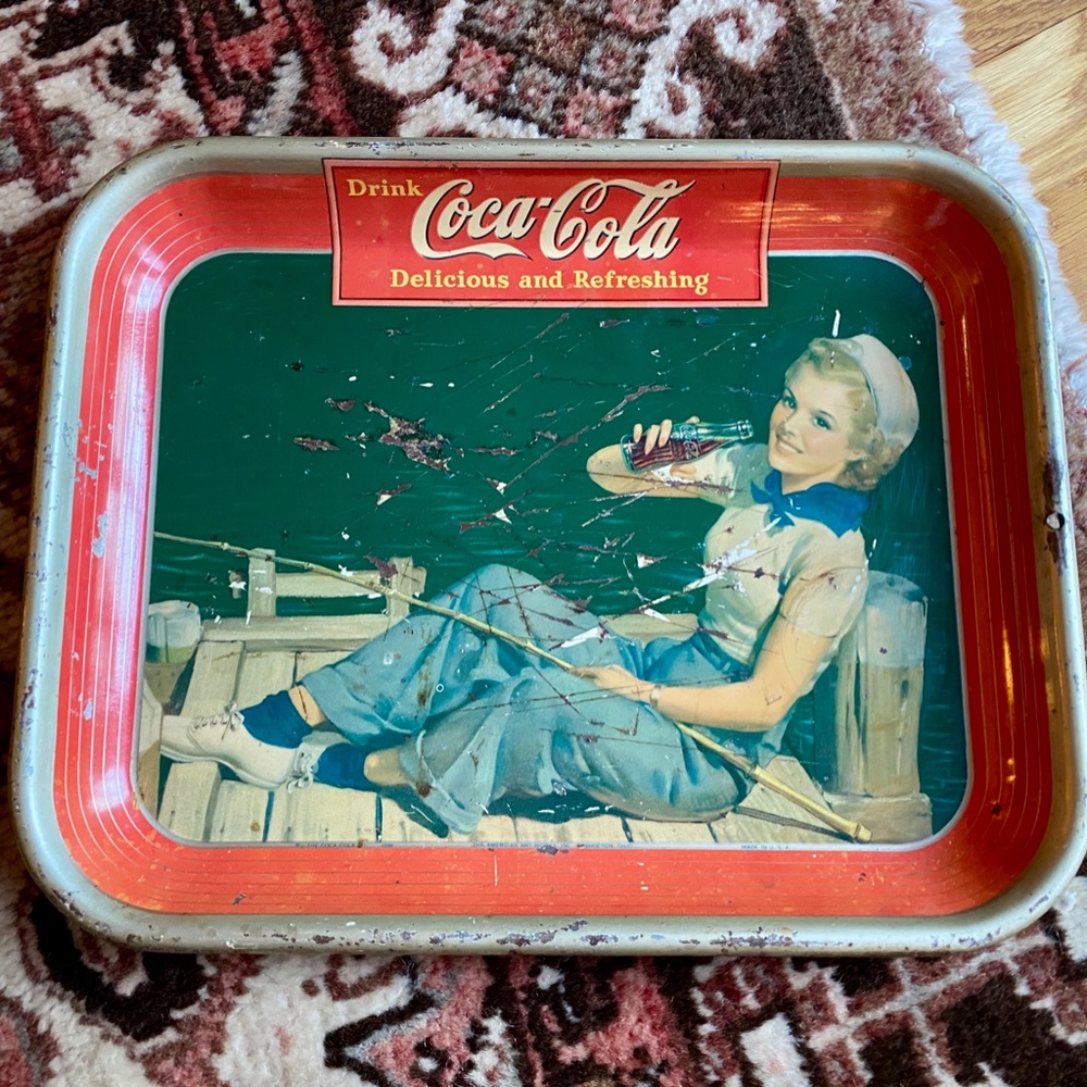 Vintage Original 1940 Coca-Cola Serving Tray "Sailor Girl” 10x13” - Picture 5 of 8